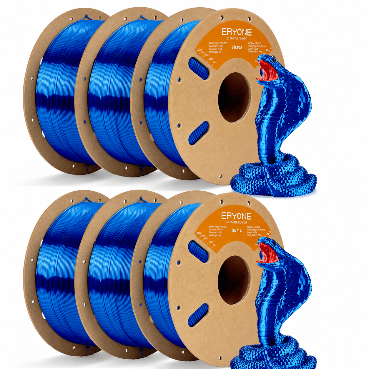 Image of Eryone Pla 3d Printing Filament 6 Rolls, 6kg 1.75mm +/-0.03mm, Easy And Transition