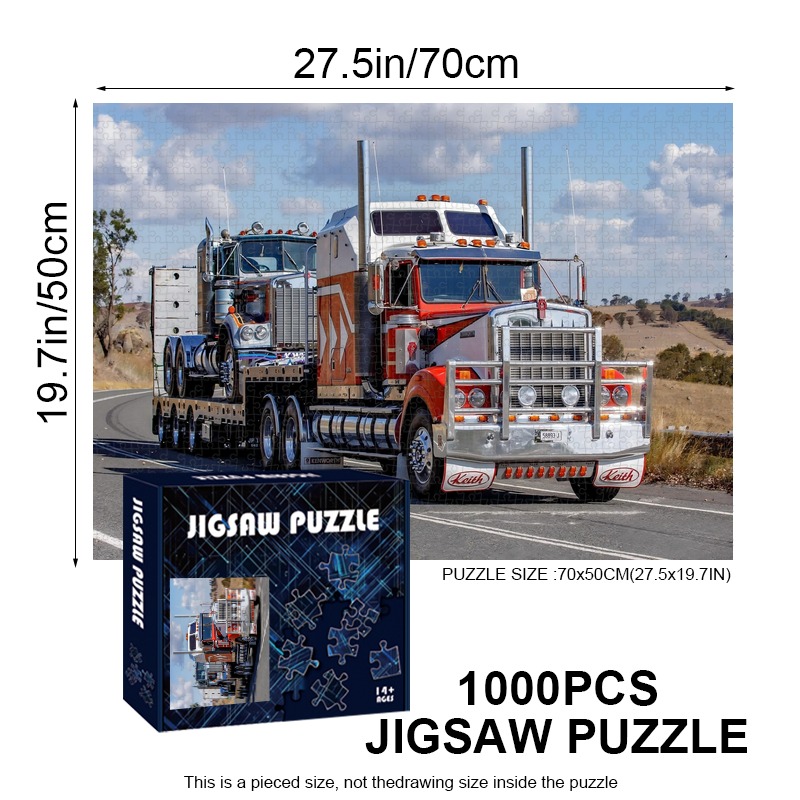 TEMU 1000/1200/1500pcs High-quality Paper Puzzles, Large Highway Truck Patterns, Thick Cow Cardboard Material, High-definition Printing Color