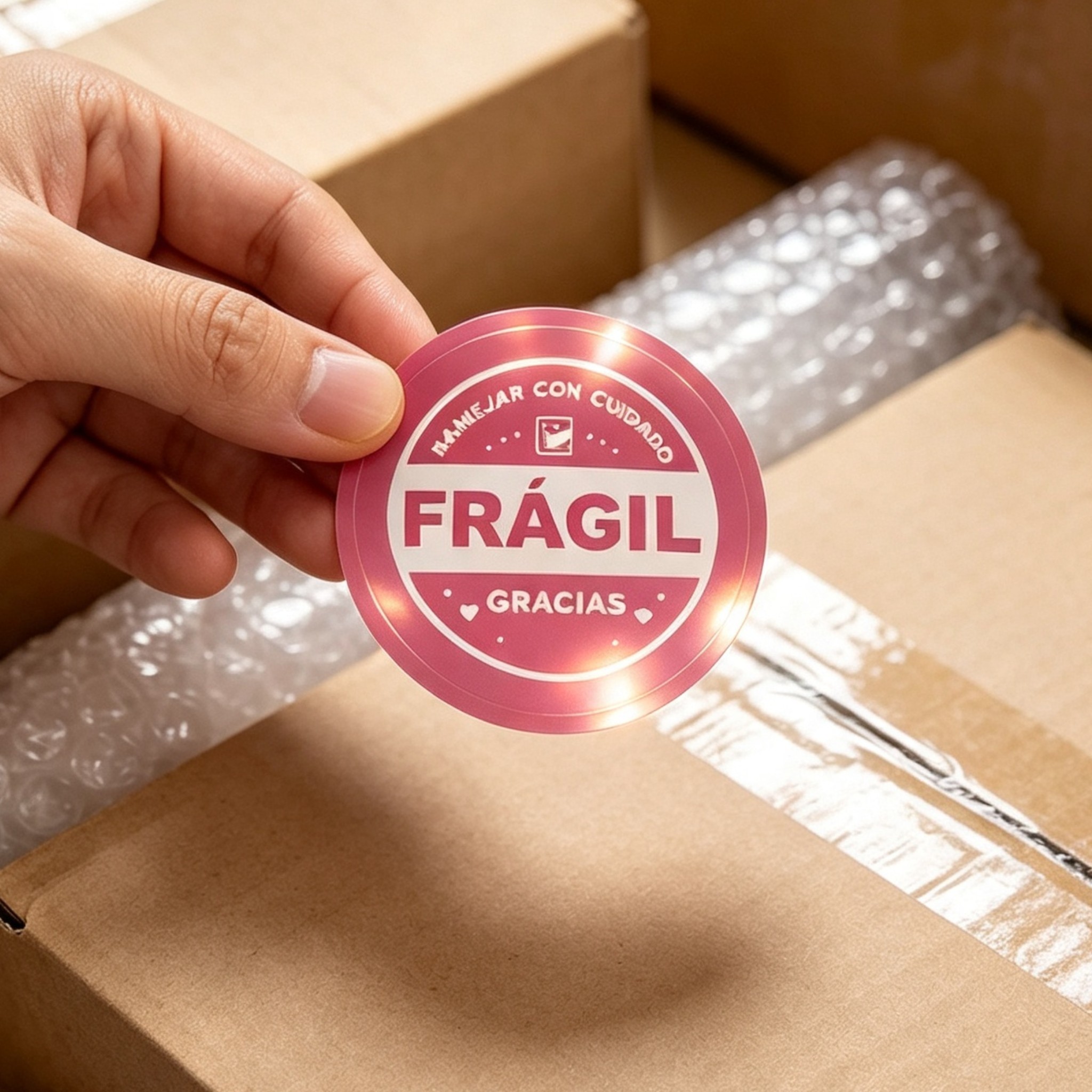 TEMU 72 piezas de pegatinas redondas de advertencia FRÁGIL, etiquetas autoadhesivas de papel laminado recubierto, pegatinas de para cajas de envío