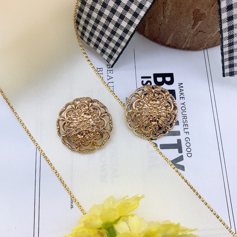 TEMU 10 piezas de Botones Tallados Calados, Botones Redondos Dorados de Vástago , Decoraciones de Botones de Moda, Botones Decorativos de para