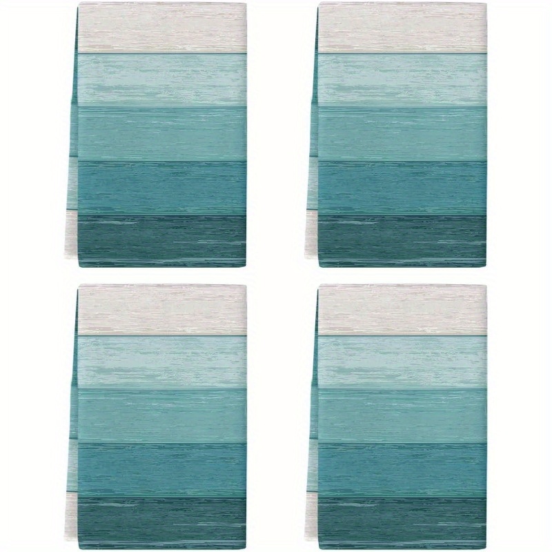 

4pcs Turquoise Ombre Kitchen Towels - 18x26" Quick-dry, Machine Washable Dish & Hand Towels For Home Decor