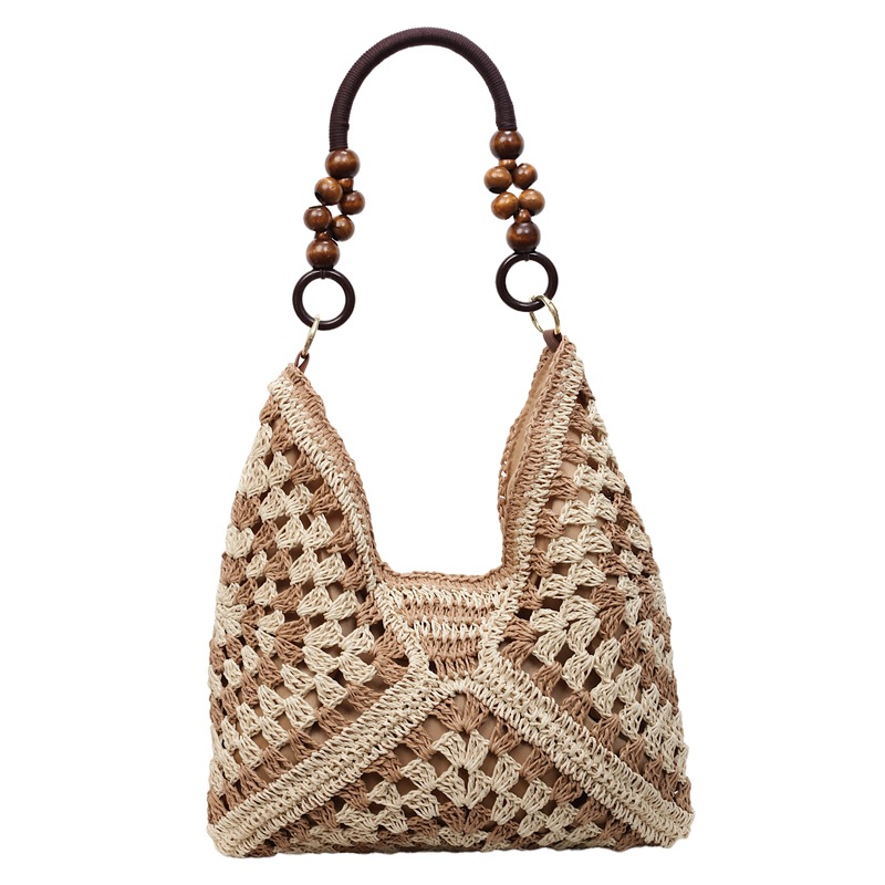 TEMU Lazy Wind Woven Bag, Grass-braid Large Capacity Women's Boho Beach Vacation Sandbag
