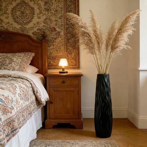 bohemian style floor vase 22 8 inches tall white striped design durable plastic material and elegant decoration for the living room