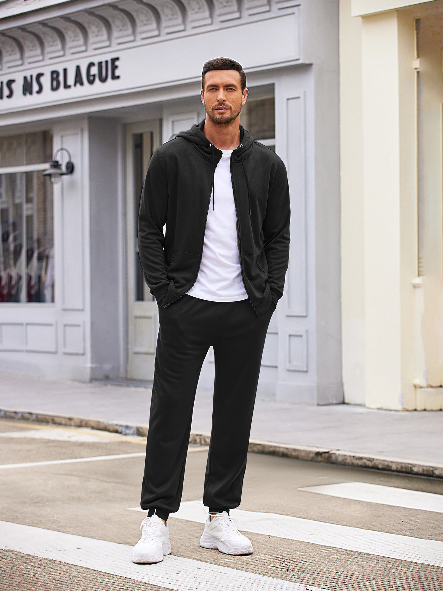 plus size sweatsuits men 2pcs tracksuit sets full zip Temu