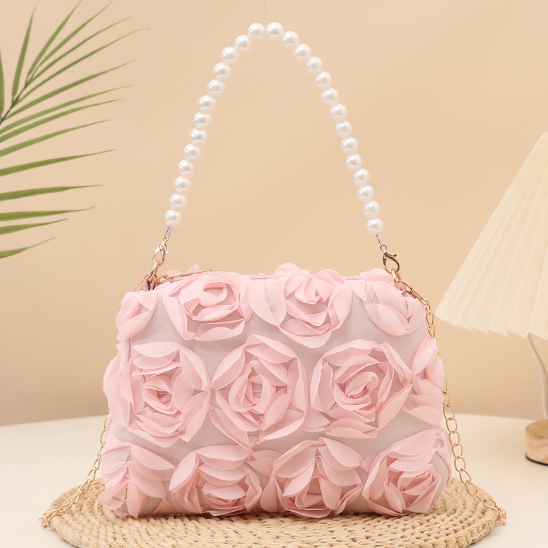 TEMU In 5 Colors, 3d Rose-shaped Crossbody/shoulder Bag - Simulated Flower Handbag With Simulated Handle   Detachable Chain Shoulder Strap, Zippered