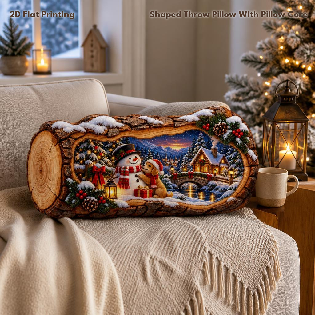 TEMU Cuscino decorativo a forma di di Natale con , e invernale innevato festivo, stampa 2D piatta, per regalo, camera da letto, , , decorazione per