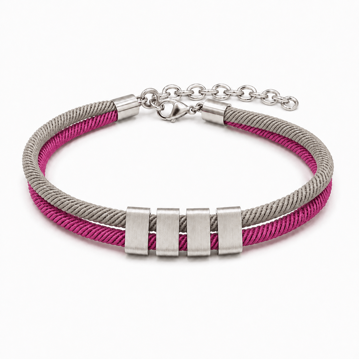 Personalized Engraved Name Bead Bracelet with Double Cord