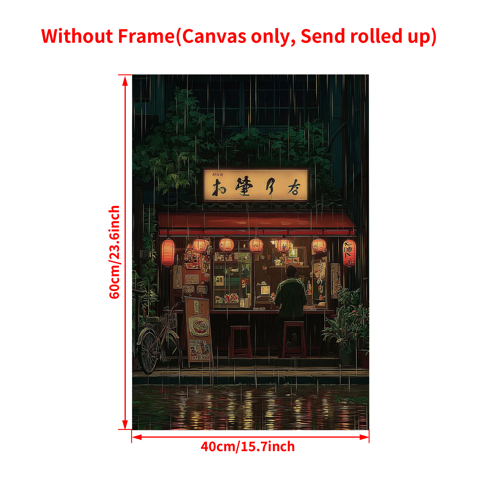TEMU 2D Flat, 2D Flat/. Tokyo Anime Poster - Japanische Regennacht Ramen Vertikale Wandkunst Geeignet für Schlafzimmer, Wohnzimmer, Küchendekor -