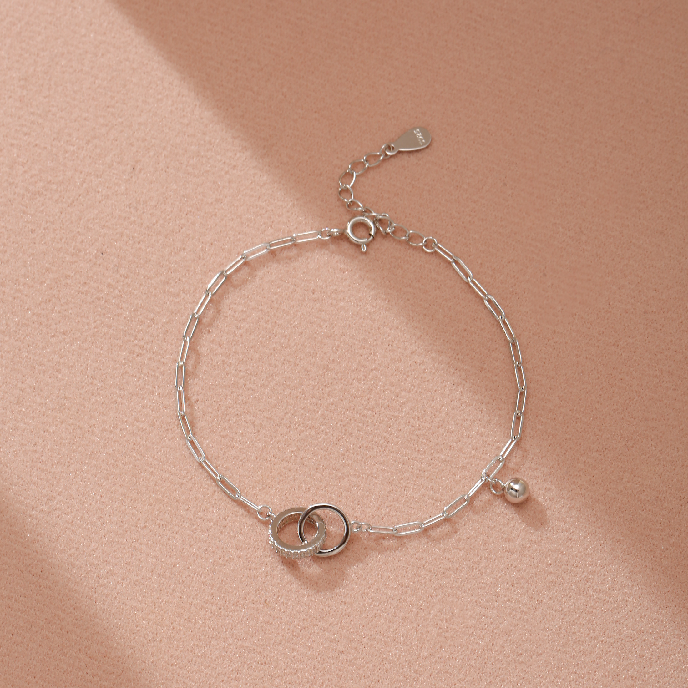 Women's Bracelet Double Rings Decoration S925 Silver Material 2 2g