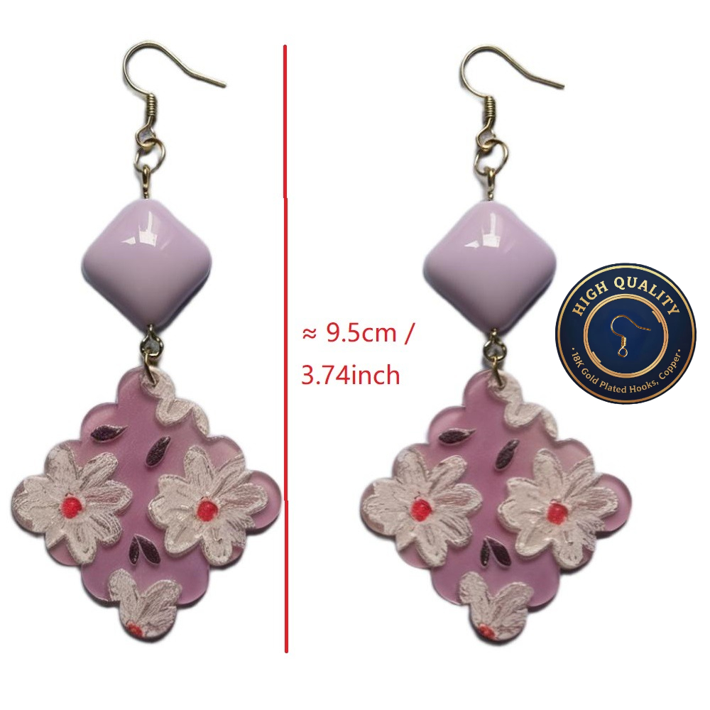 Women's Floral Long Drop Earrings