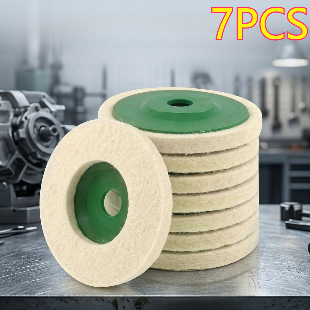 TEMU 7pcs 10.16cm Round Wear-resistant Wool Felt Polishing Disc Base| Durable Buffing | Multipurpose Metal Derusting, Car Polishing And Glass Surface