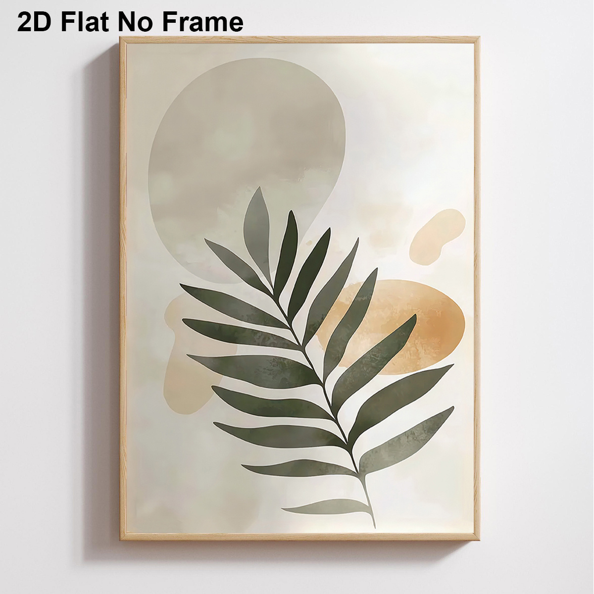 TEMU Plat 2D, 1 pièce Affiche d'art mural moderne et abstraite avec feuille - Peinture sur toile cadre beige et fauve, convient pour la décoration