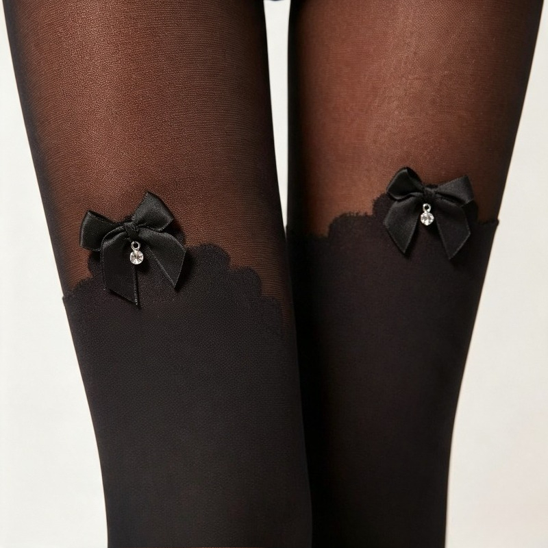 TEMU 1 Paire de Bas pour Femme avec un Motif Délicat d'Épaulettes Épissées | Moulants et Durables, Adaptés aux Quotidiens, Rassemblements et Fêtes |