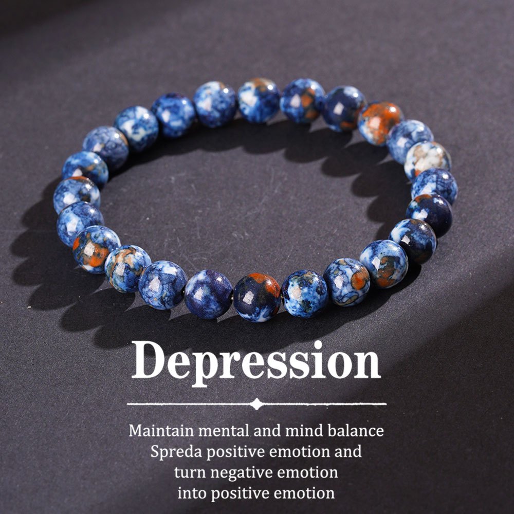 E-shop Sunset Sodalith Bohemian Armband - Schmuck mit Natursteinperlen, verwandelt negative Emotionen in positive, ideal für den täglichen Gebrauch,