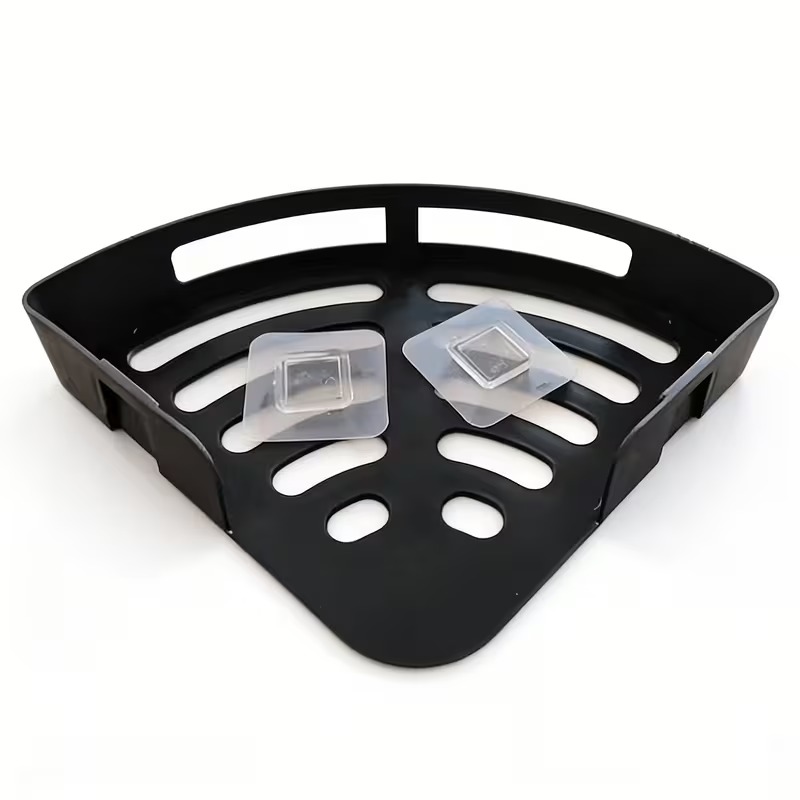 TEMU Freestanding Bathroom Corner Shelf 1pc No Drill Abs Shower Storage Organizer Space Saving Wall Mount