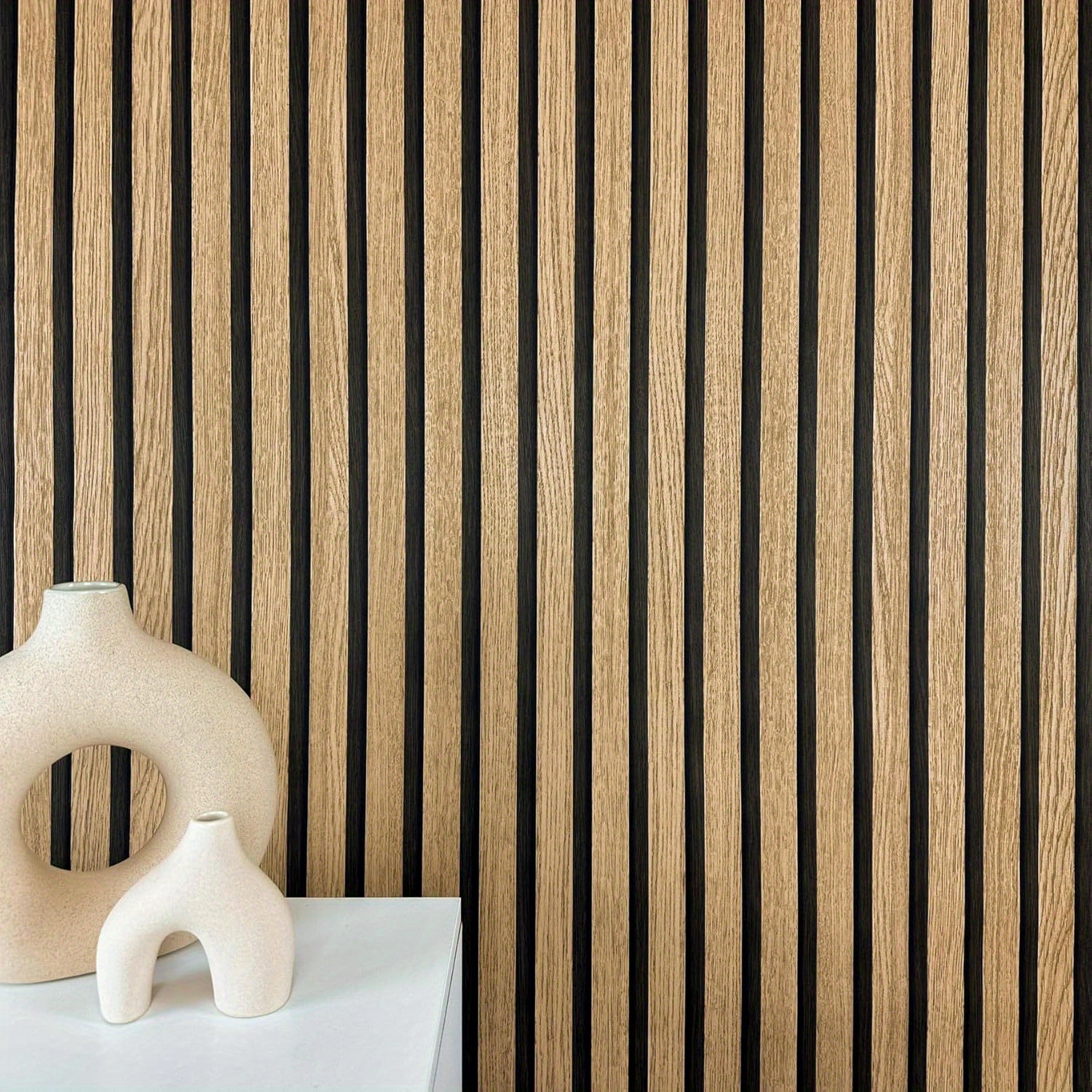 TEMU Wallpaper Brown Paper Wallpaper With Wood Effect 3d Panels In Modern Skandi Look Slat Wall 10m*60cm