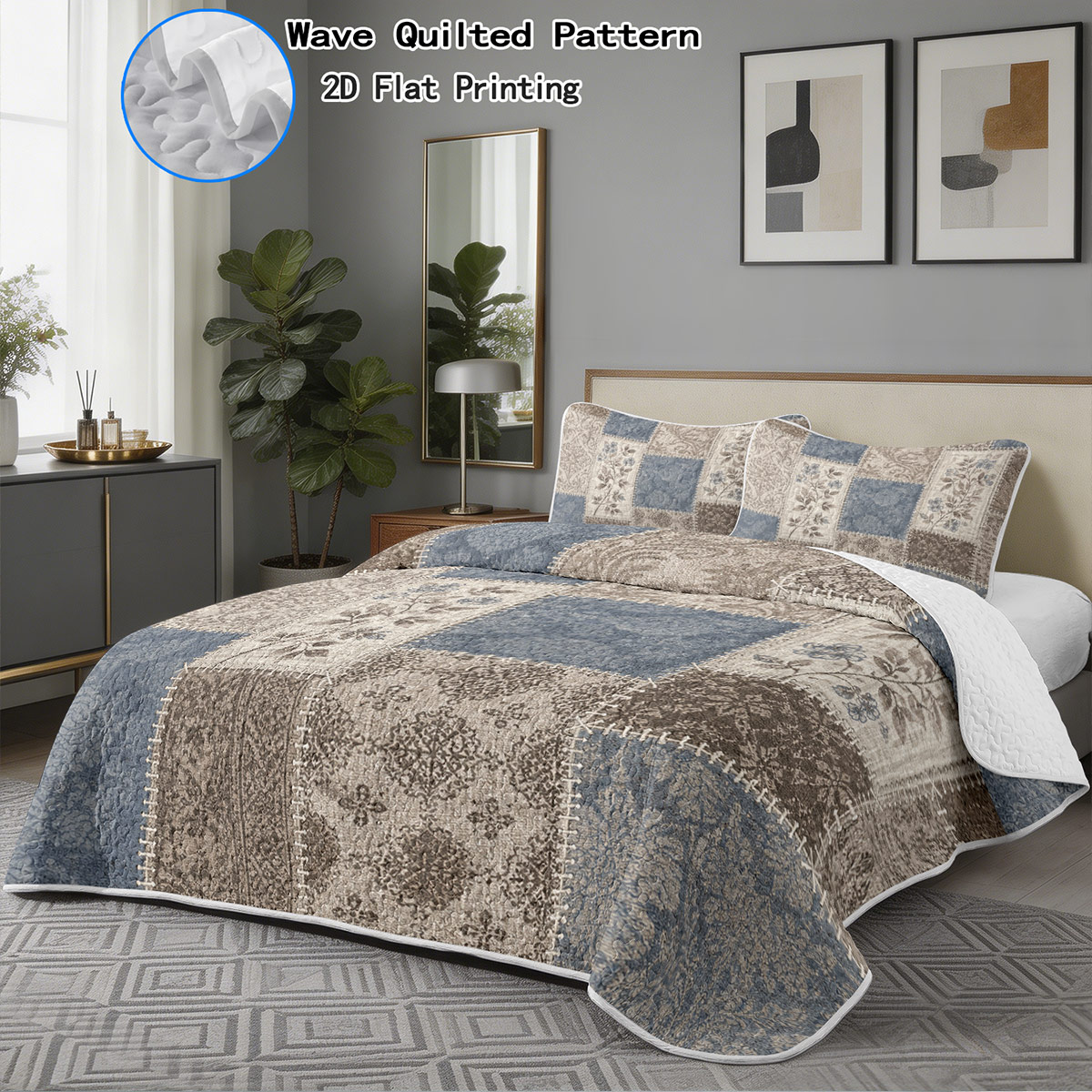 TEMU 2/3pcs Vintage Bedspread Set Soft Lightweight Coverlet Bedding For Bedroom Dorm Hotel Quilt Set For Home Decor Holiday Gift (1pc Bedspread  