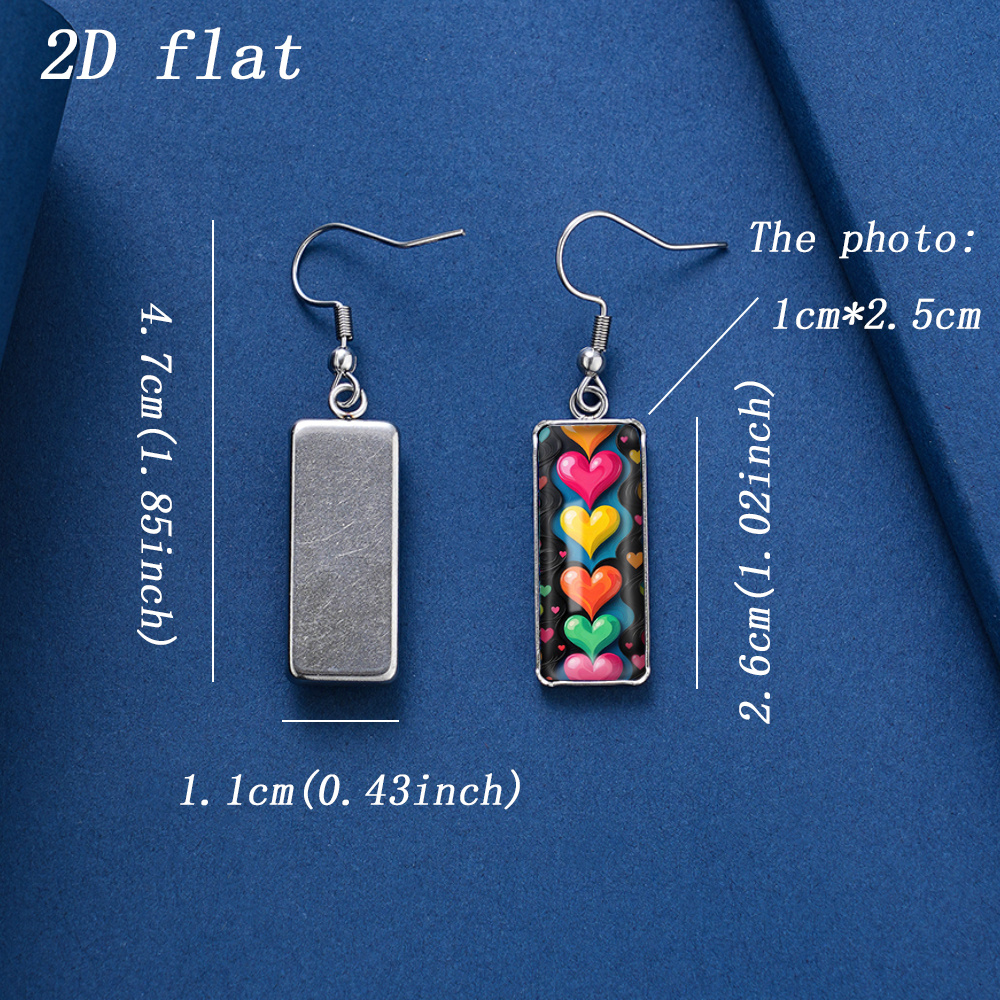 Colorful Love Heart Pattern Faux Gemstone Earrings
