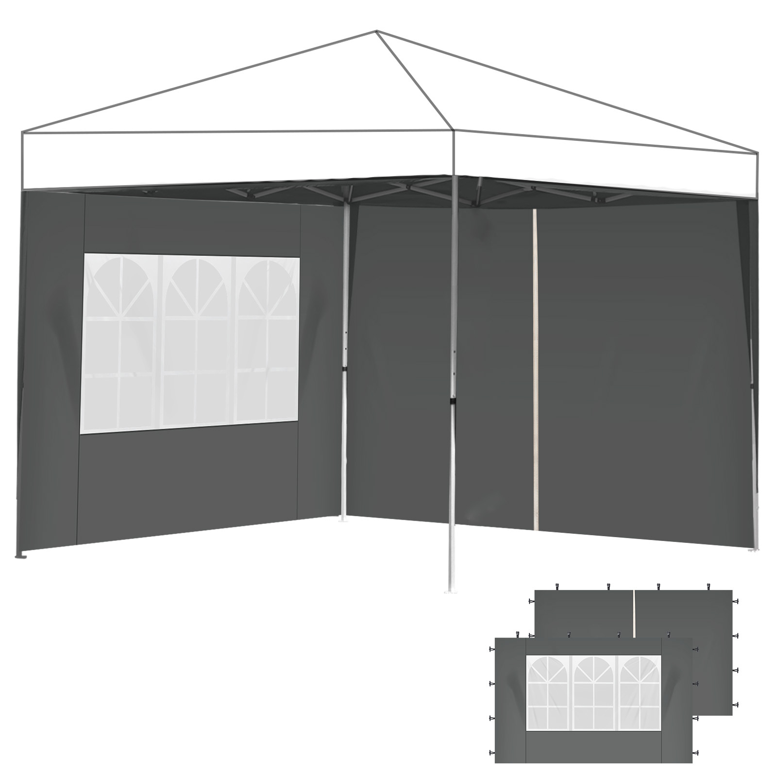 TEMU (ohne Zelt) 3x3 Meter Pavillon-Seitenwände Set, 2-teilig, mit 1 Fenster 1 Tür oder 2 Fenstern 2 Türen, geeignet für Partyzelte, Gartenzelte
