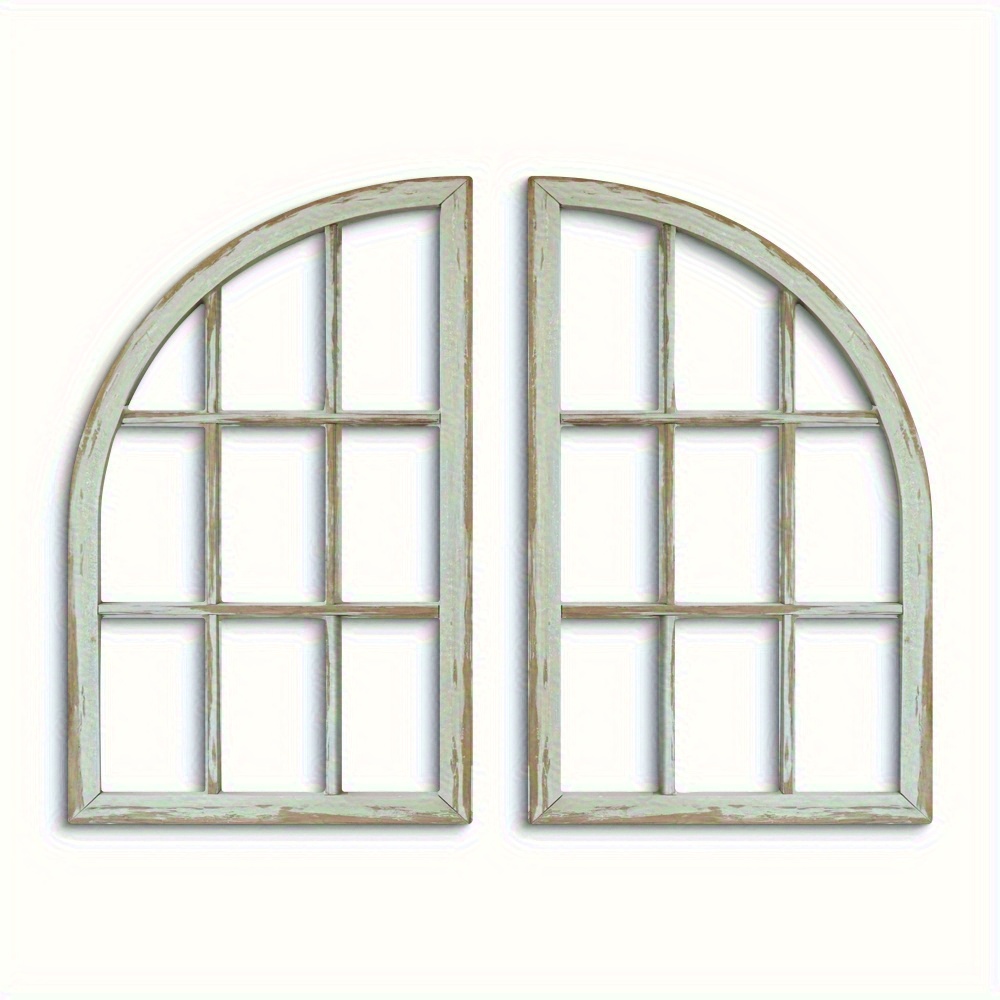 TEMU 2d Flat, 2pcs Putuo Decorative Farmhouse Style 2d Flat Wooden Sign - Window Frame Wall Art, Handcrafted Vintage Modern Wood Plaque, Suitable For