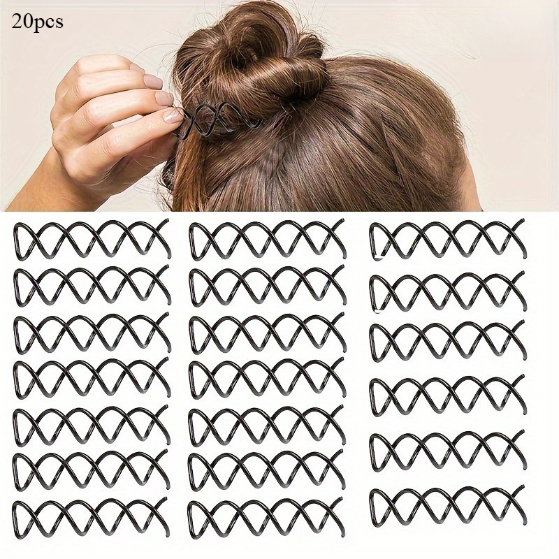 TEMU 10/20/30pcs Spiral Twist Hairpins - Easy To Create A Bun, Round Metal Additions That Do Not Women's Hairstyles, Suitable For Weddings And Daily
