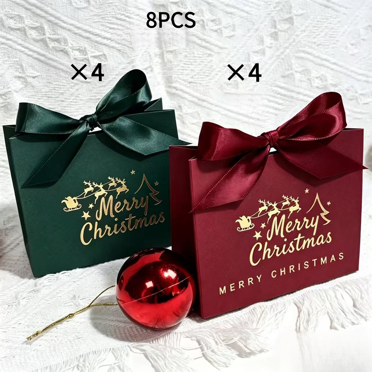 8pcs Elegant Christmas Gift Boxes with Golden Foil