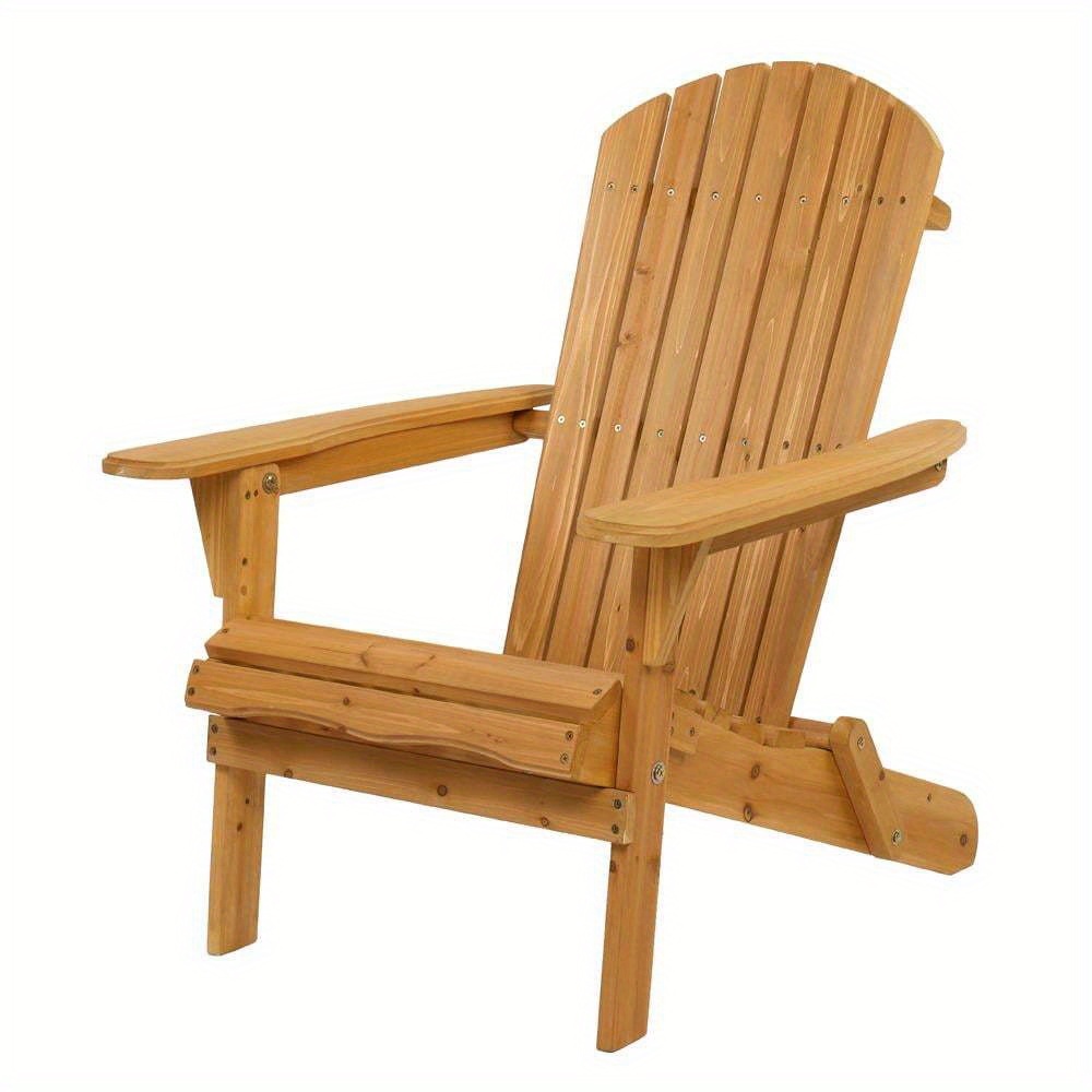 TEMU Patio Folding Adirondack Chair, Wood Single Chair, Outdoor Wood Lounge Chair W/ Armrest, Outdoor Chair,