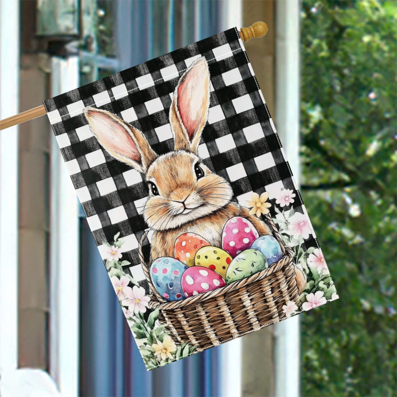 

Easter Bunny & Eggs Garden Flag, 28x40 Inches, Double-sided Polyester Outdoor Lawn Decor, Seasonal Yard Decoration, No Electricity Needed, Weather-resistant Flag Only