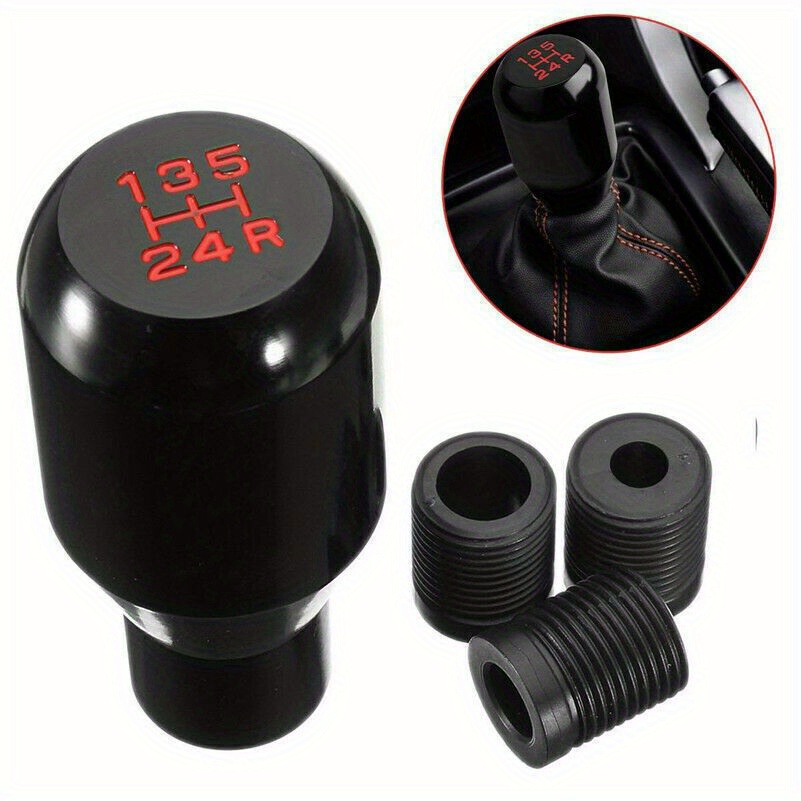 TEMU Universal Car 5 Speed Aluminum Shift Knob Manual Gear Stick Shifter Black Lever