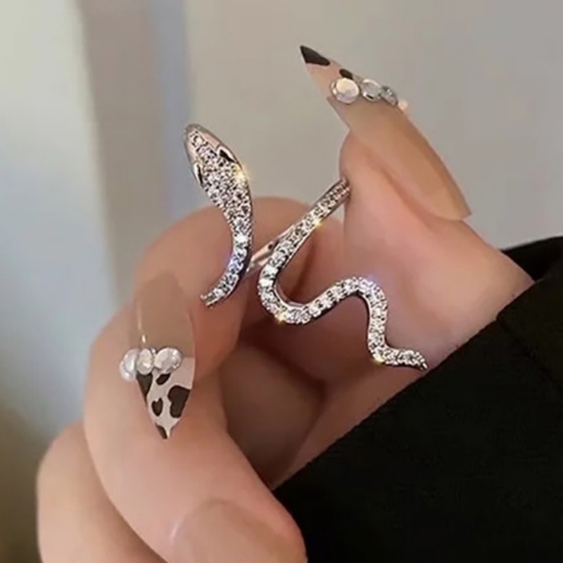 Exquisite Snake Design Zircon Ring, Unique Gift for Her