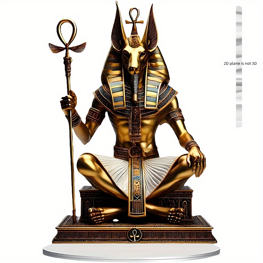 2d flat luxurious golden   acrylic statue 5 51 inches x 7 87 inches bohemian style ancient   table decoration vibrant colors elegant base   home office and holiday gifts no power required for home decor statue