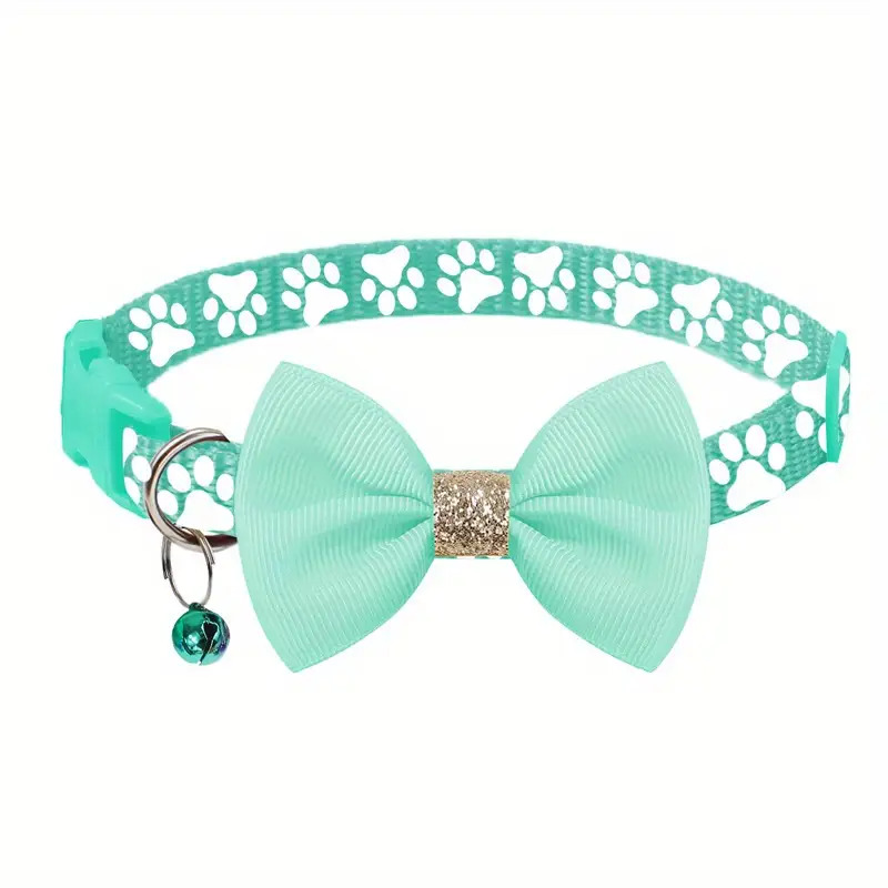 1pc pet collar with adjustable cute bow tie collar design   black gray brown with paw print pattern durable polyester material suitable for small and large dogs and cats for daily use and special Product details 19