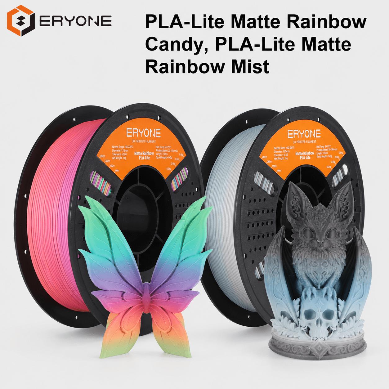 Image of Eryone Pla Matte Rainbow Set 3d Printing Supplies Filament For 3d Printer, 2 Rolls (2kg Total) 1.75mm +/-0.03mm Tolerance, Smooth Feeding