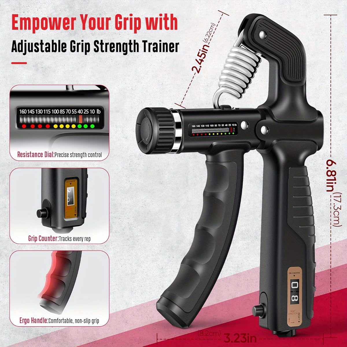 grip strength trainer hand gripper strengthener kit 6 pack with adjustable   forearm strengthener forearm exerciser and massage balls for hand relax grip training and recovery Product details 6