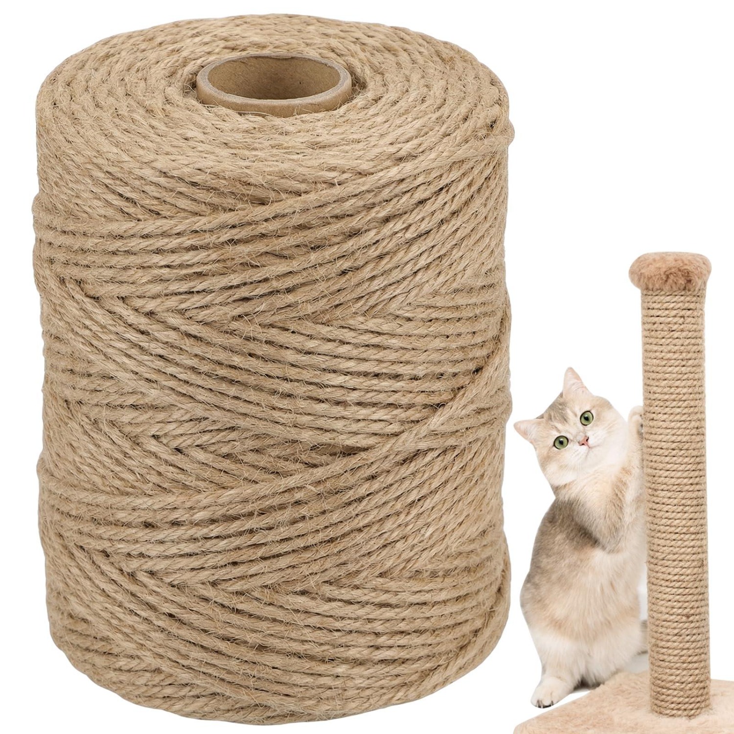 TEMU Natural Jute Rope Cat Scratching Board, 6mm X 60m Cord, Suitable For Cat Trees | Natural Unbleached Jute Fiber, Jute Rope For Cat Trees,