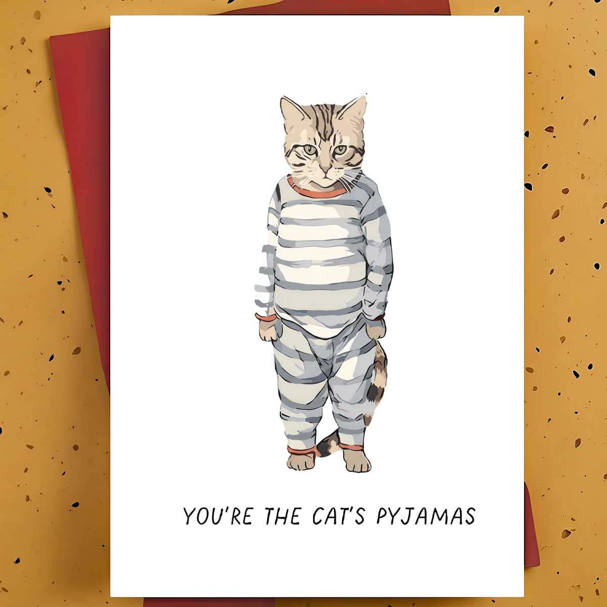TEMU 1pc Funny & Cute Birthday Greeting Card For Best Friend, Partner – Pajama-clad Cat Modern Cartoon Illustration, Card, With Envelope