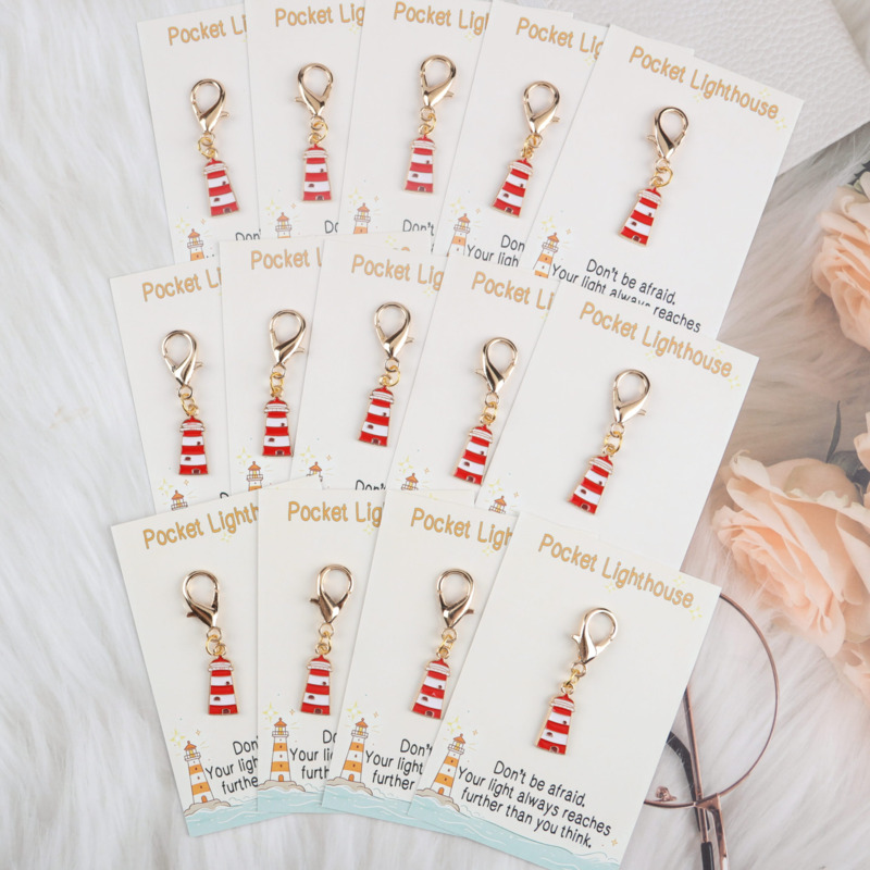 TEMU Lot de 10/14 porte-clés 2D intéressants de la série Phare, accompagnés d'une carte phare de poche. Convient pour à distance, d'un nouveau voyage