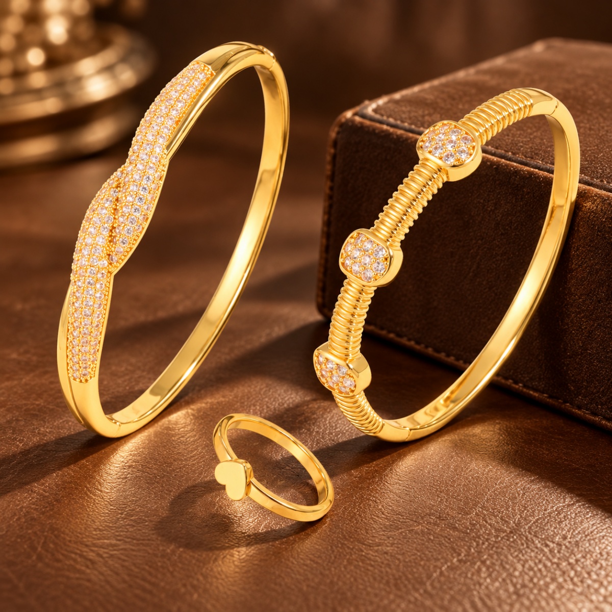 3pcs Women's Copper Twisted Ribbon Jewelry Set