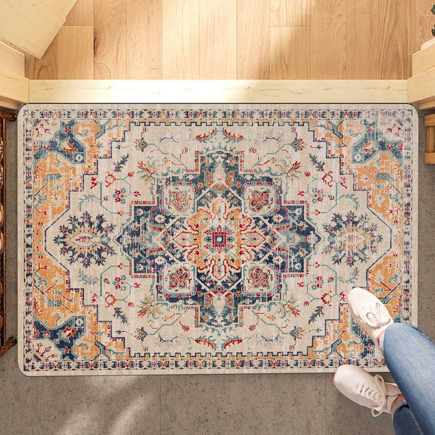 

Vintage Mandala Welcome Door Mat - , Non-slip & Machine Washable Rug For Living Room, Bedroom, Bathroom, Kitchen - Absorbent Home Decor Carpet