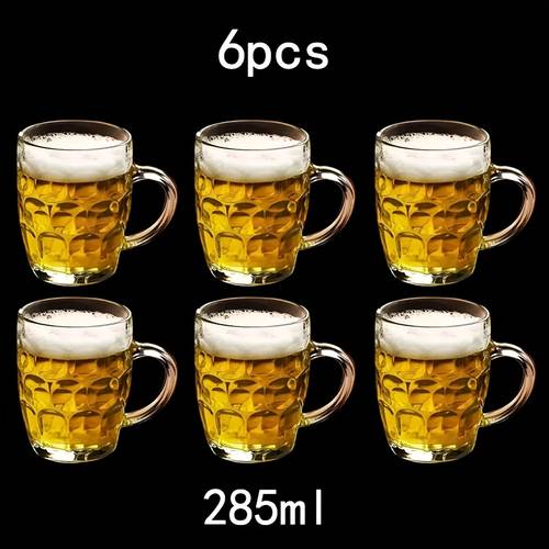 2 6pcs set of large glass beer mugs with handles 16 91 ounce tall transparent glasses dishwasher safe suitable for beer and ice drinks spring barbecues easter parties mothers day gifts