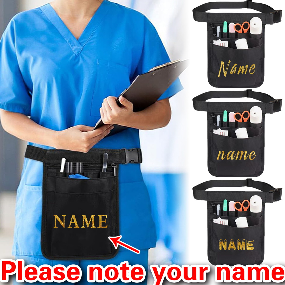 

1pc Customizable Nylon Nurse Waist Bag - Personalized Fanny Pack With Zipper Closure, Multi-pocket Medical Organizer For Doctors & Nurses, Waterproof Toolkit Storage With Nylon