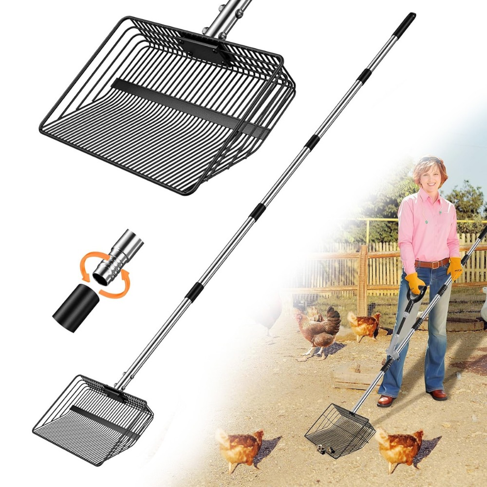 Chicken Coop Cleaning Shovel, Telescopic Handle Cleaning Shovel - Professional Tool For Chicken Coop, Goat Hutch, Kennel & Stable Waste Removal