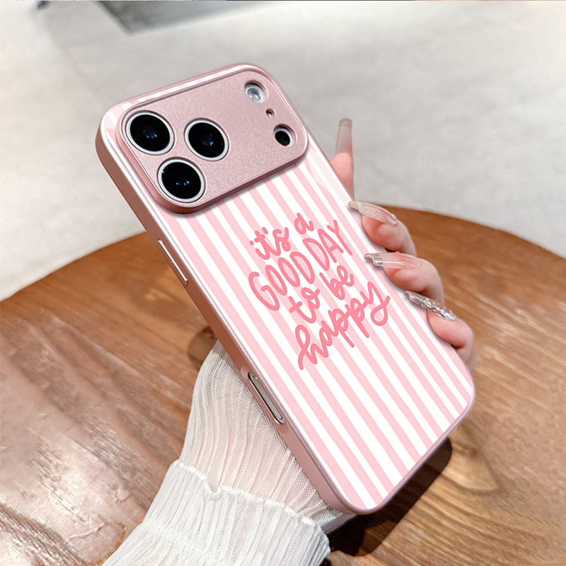 TEMU Coque de téléphone - Fond à rayures roses, pour iPhone 17, 17 Pro, 17 Pro Max, 17 Air, 16, 16 Pro, 16 Pro Max, 16 Plus, 16 E, 15, 15 Plus, 15