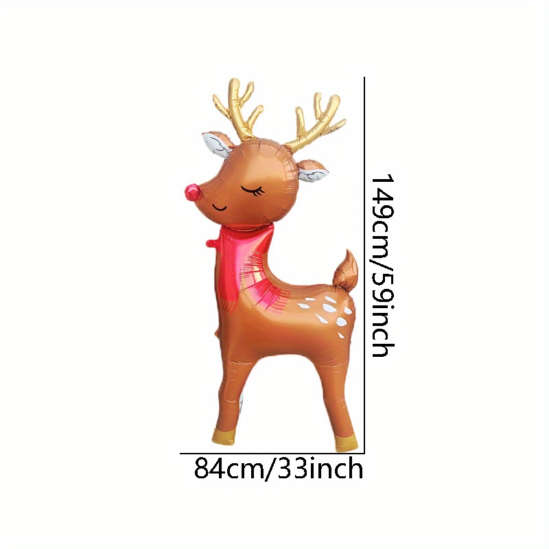 Image of 1/2pcs Standing 60-inch Fawn Christmas Deer Shaped Balloon, Christmas Holiday Birthday Party Atmosphere Decoration, Gift Prop, Indoor And Outdoor Room Decor