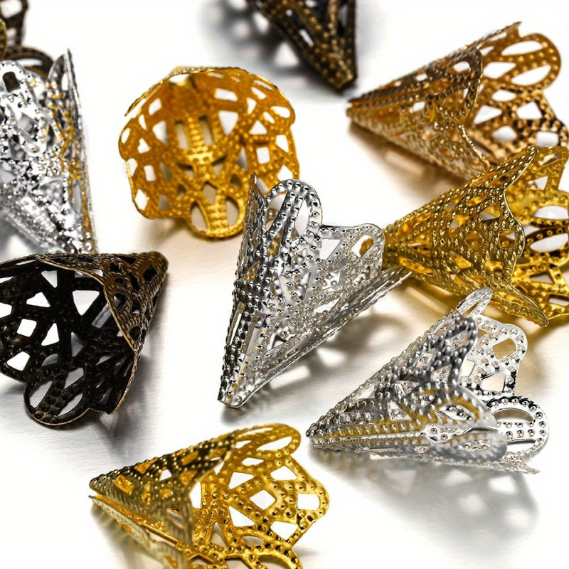 E-shop 30 Stk./Packung 20x17 mm Perlen Kappe Antike Charms Blumenform Anhänger für Schmuckherstellung Ohrhänger Halskette Zubehör