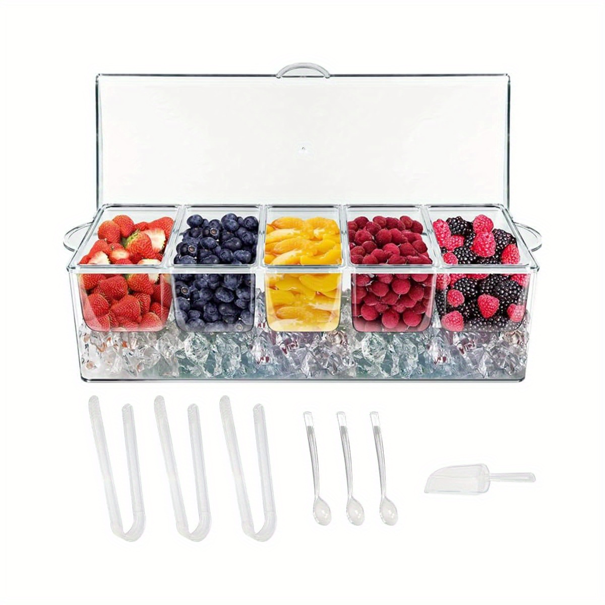Haofy Organisateur à Condiments 4 Compartiments - Avec Couvercle Pour Bar, Restaurant, Fêtes (Plastique Noir)