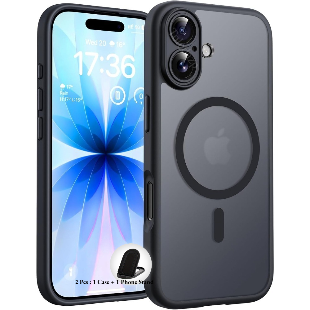 TEMU Phone Case - 2pcs : 1 Case + 1 Phone Stand Luxury Magnetic Wireless Charging Phone Case, For Iphone 17 16/17e 16 15 14 13 12 11 Pro Pro , For