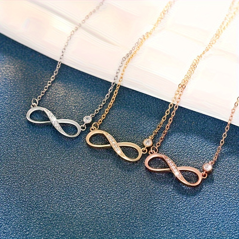 Women's Elegant Infinity Necklace with Synthetic Zirconia, Gift for Her