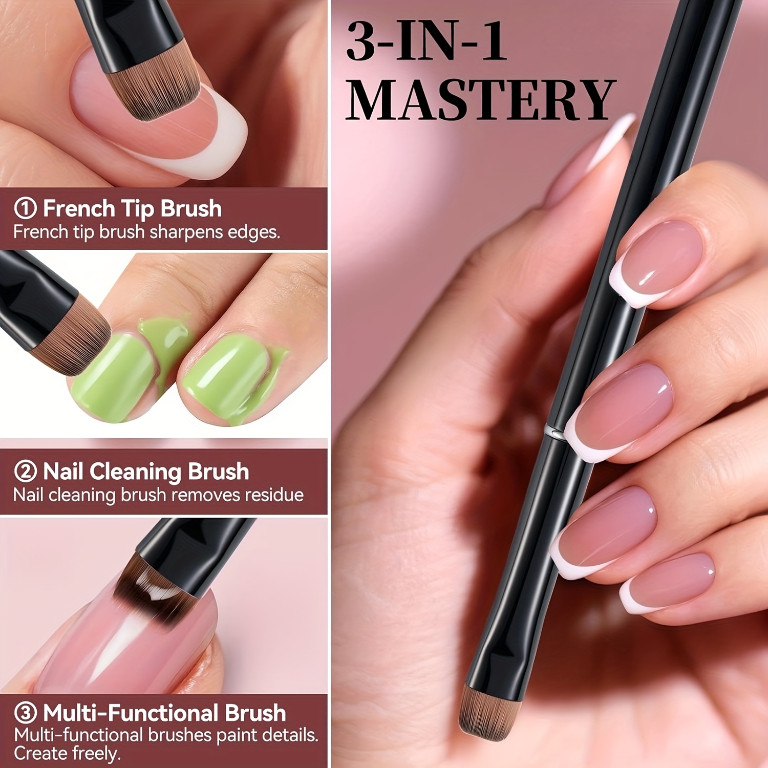 3-in-1 French Nail Brush for Gel & Acrylic Nails