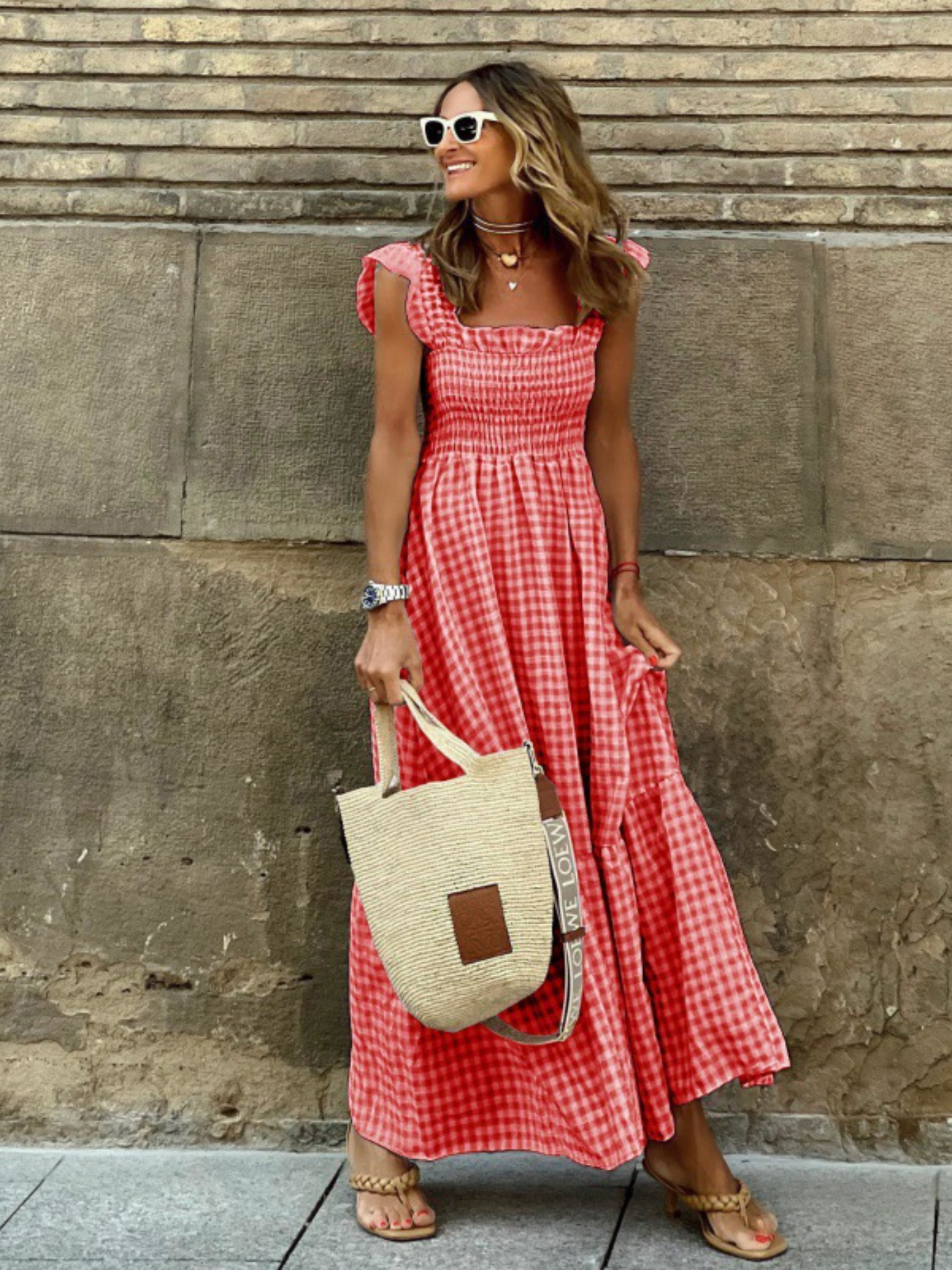 knee length dresses for ladies Women Blue Linen Maxi Dress main image 1